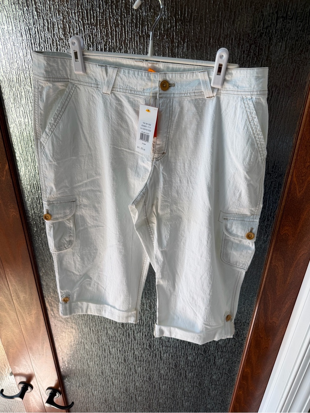 Lucy White Cargo Shorts with Button Pocket Details